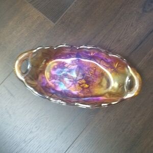 Vintage sunflower carnival glass dish